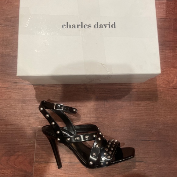 NEW LAST CHANCE CHARLES DAVID Black High Heel Sandals - Picture 2 of 2